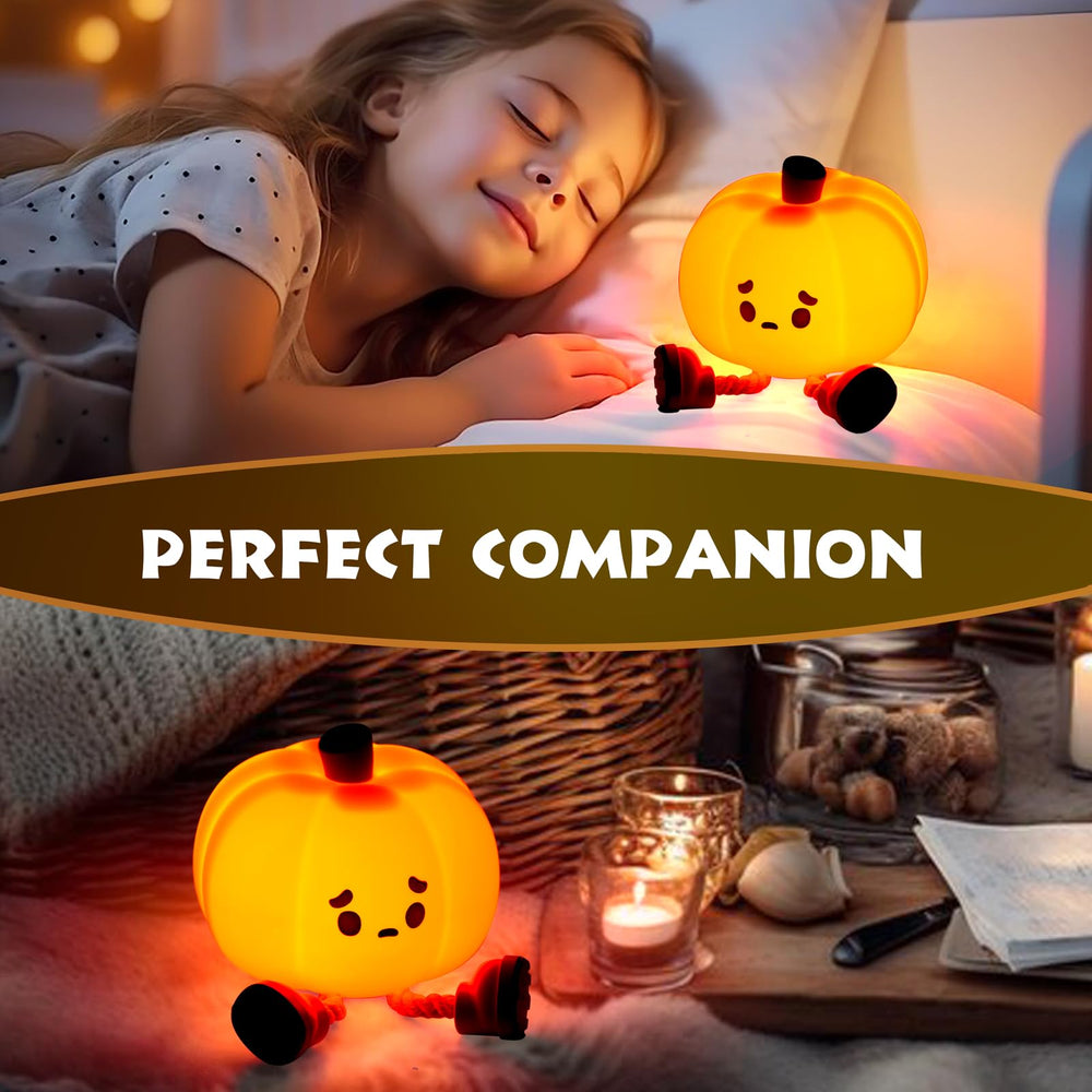 Kids room setup with the Dylviw Pumpkin Night Light adding whimsy