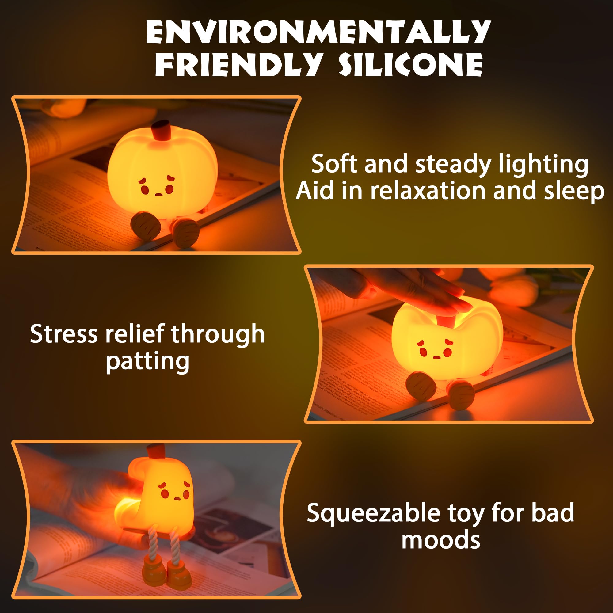 Rechargeable Dylviw Pumpkin Night Light for cordless bedside use
