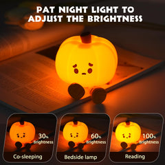 Side glow of the Dylviw Pumpkin Night Light highlighting silicone texture and soft light