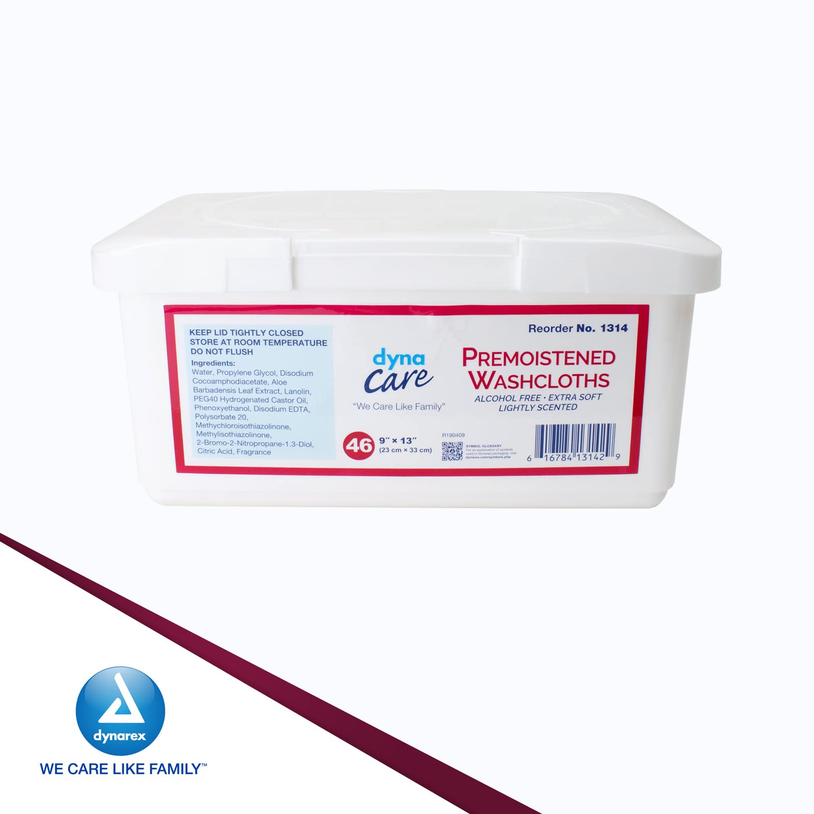 Dynarex 46-wipe tub ideal for home or facility use.