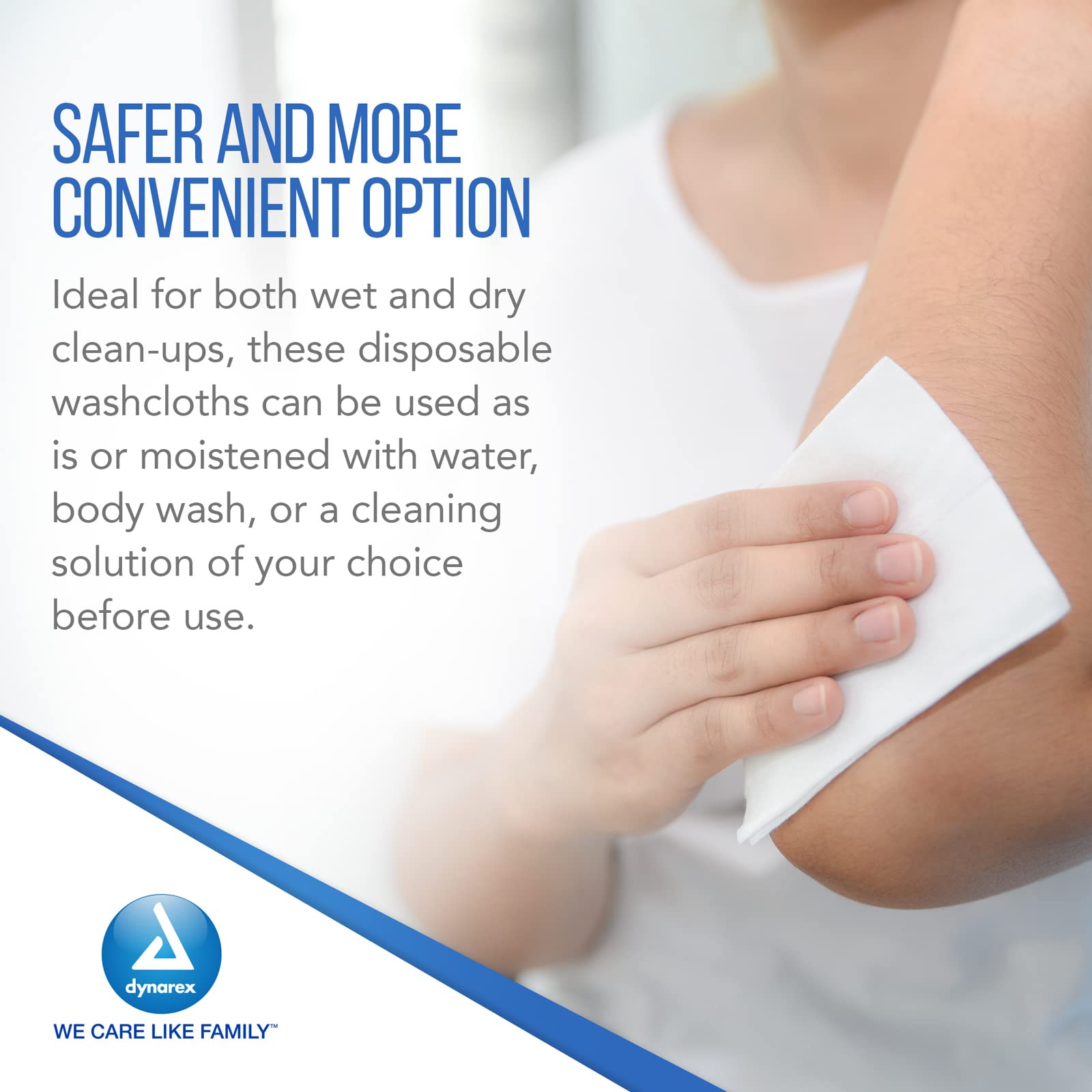 Dynarex hypoallergenic wipes designed for sensitive skin daily use.