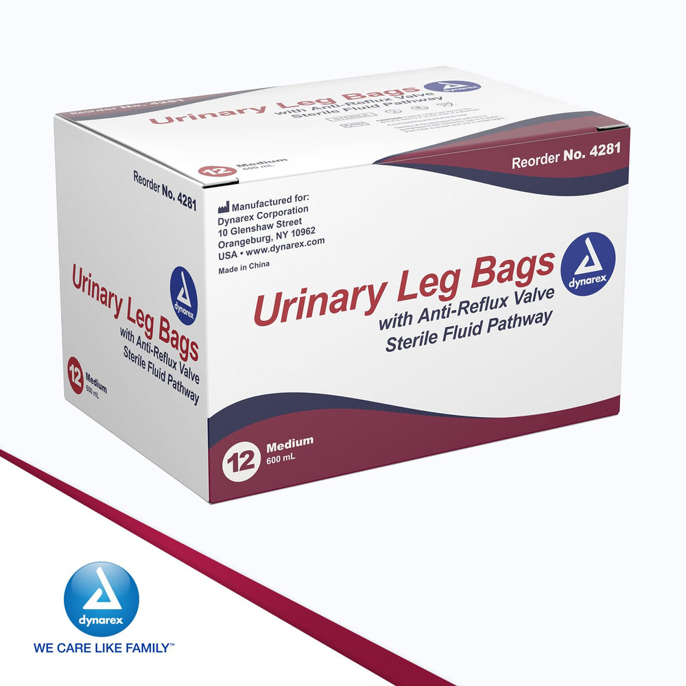 Dynarex 12-pack urinary leg bags for reliable daily use