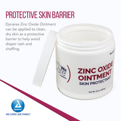 Applying Dynarex zinc oxide ointment to skin provides a protective barrier