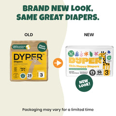 DYPER diaper close-up showing soft plant-based material for gentle daily wear.