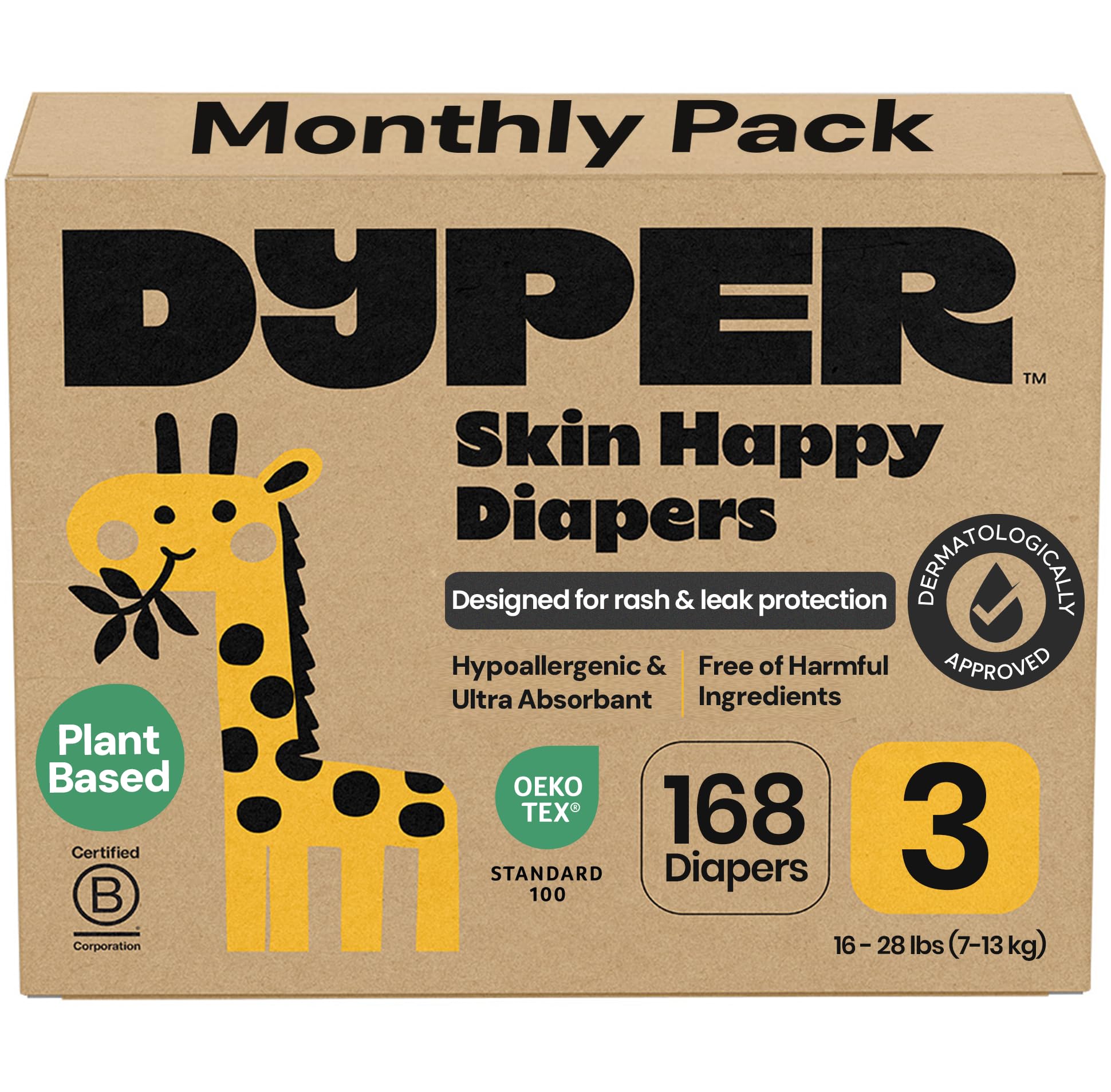 DYPER diaper with ultra-absorbent core keeps baby dry through the night.