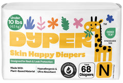 DYPER newborn diapers with soft plant-based fabric for gentle skin protection.