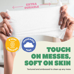Travel-friendly DYPER wipes with peel-top dispenser for on-the-go use.