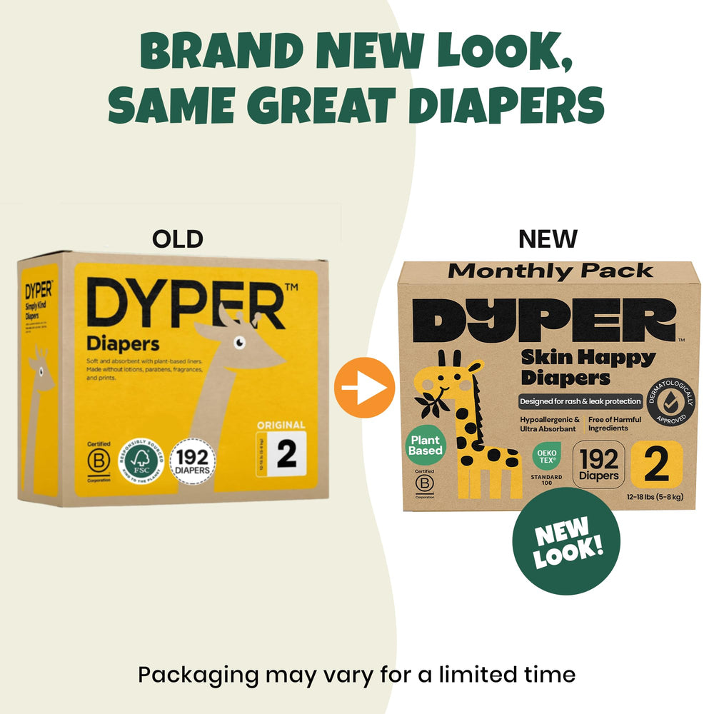 DYPER overnight leak protection diaper size 2 keeps baby dry overnight