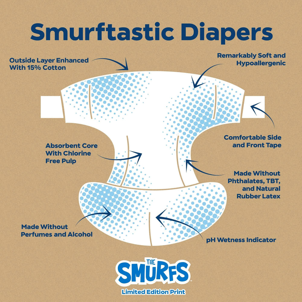 Smurftastic prints close-up showing playful baby friendly designs
