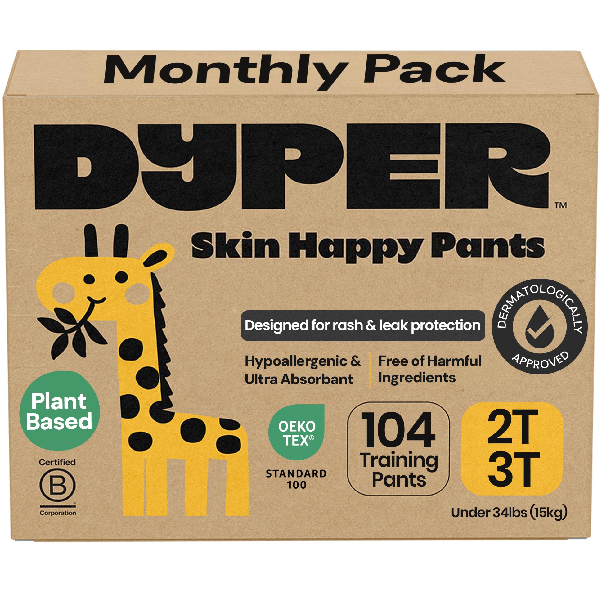 DYPER overnight dry coverage in toddler training pants for peaceful mornings.