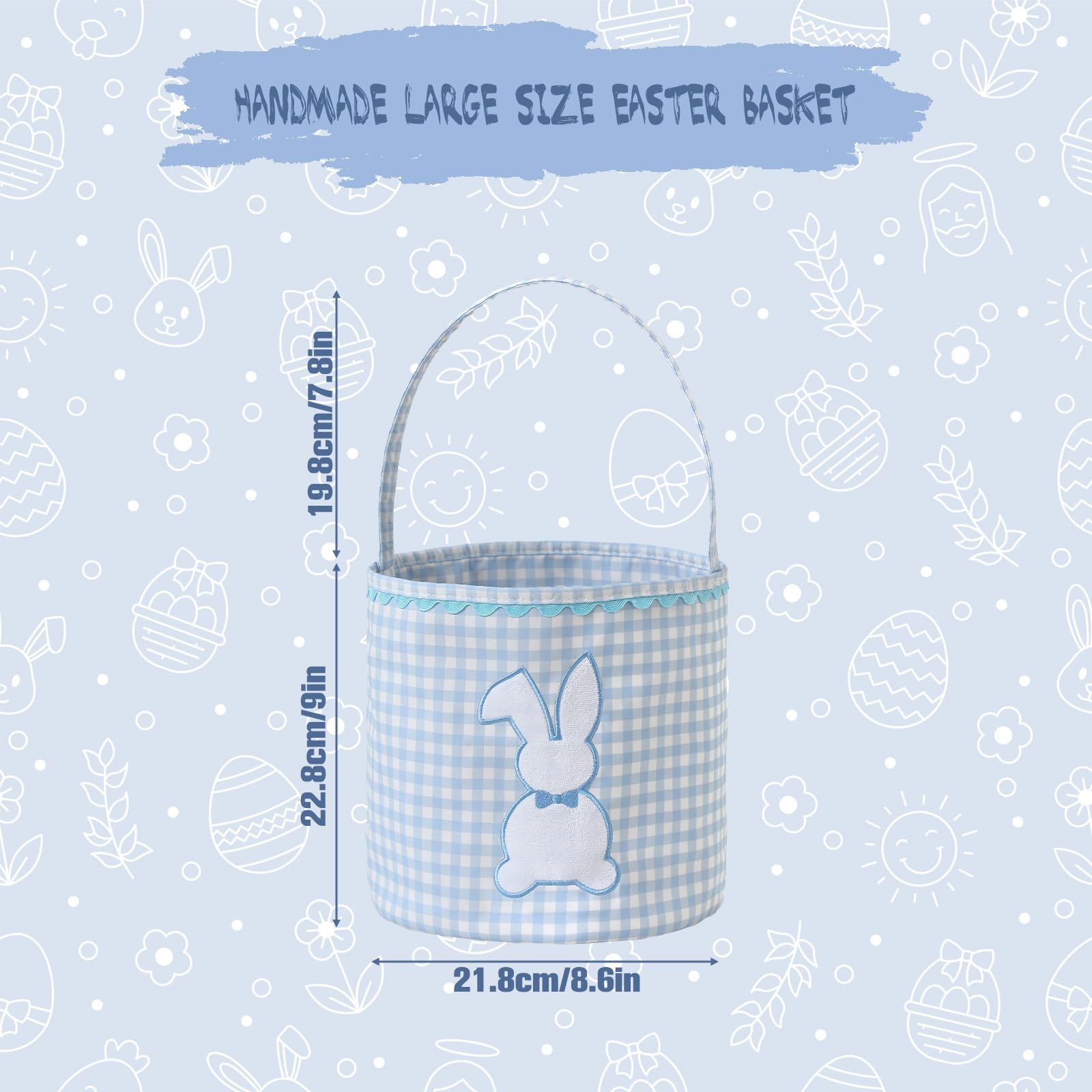 DYSHAYEN bunny easter basket blue handle easy to carry for kids