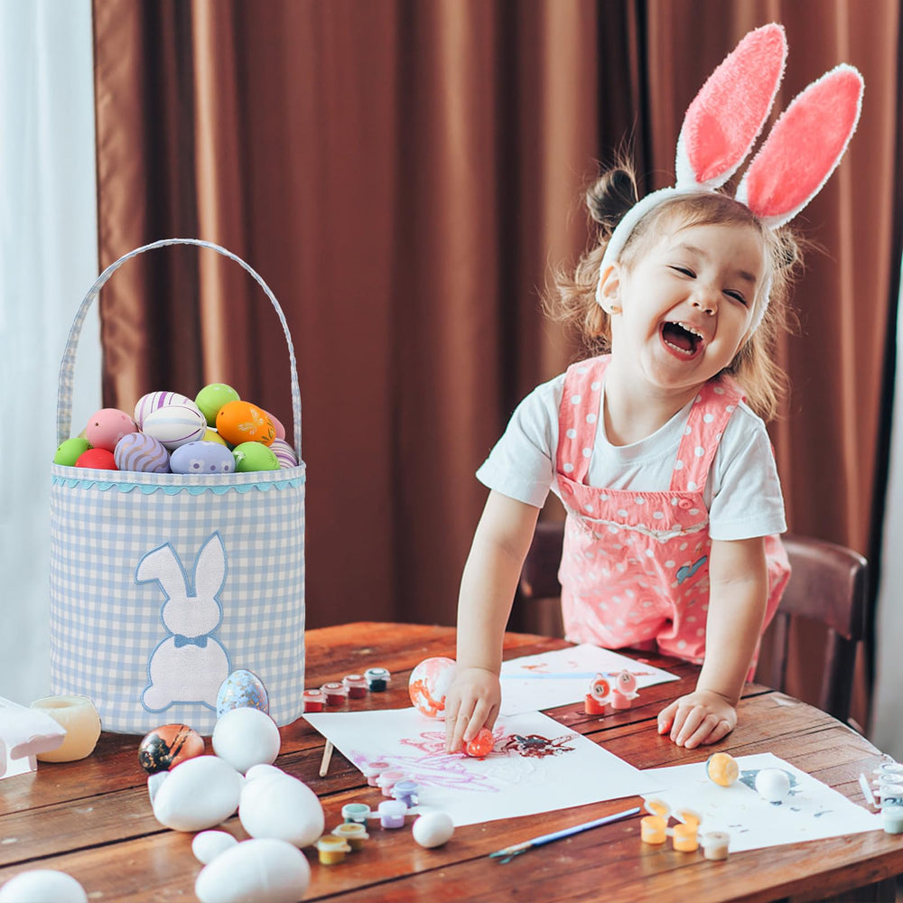 DYSHAYEN bunny easter basket blue multi-use tote for Easter and daily storage