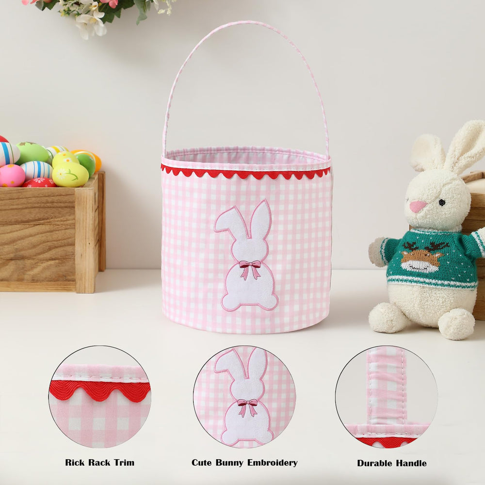 Close-up of plush patchwork embroidery on DYSHAYEN Easter basket