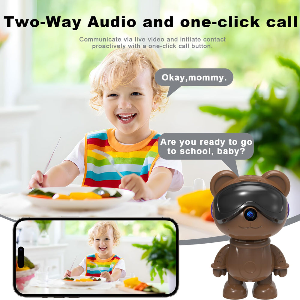 dzcctvipc Cute Bear 2K camera 24/7 recording keeps moments securely saved.