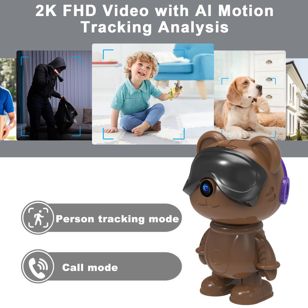 dzcctvipc Cute Bear 2K camera privacy mode protects your viewing.