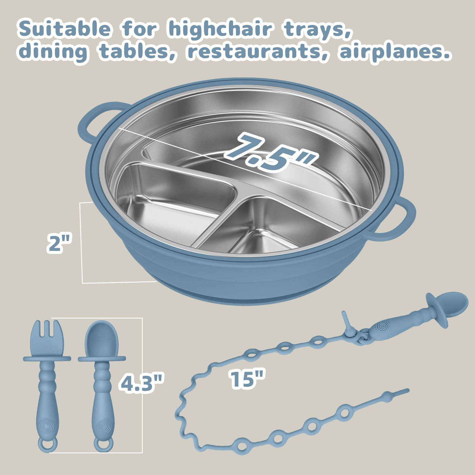 DZDOV divided-design plate prevents mixing and supports balanced toddler meals.