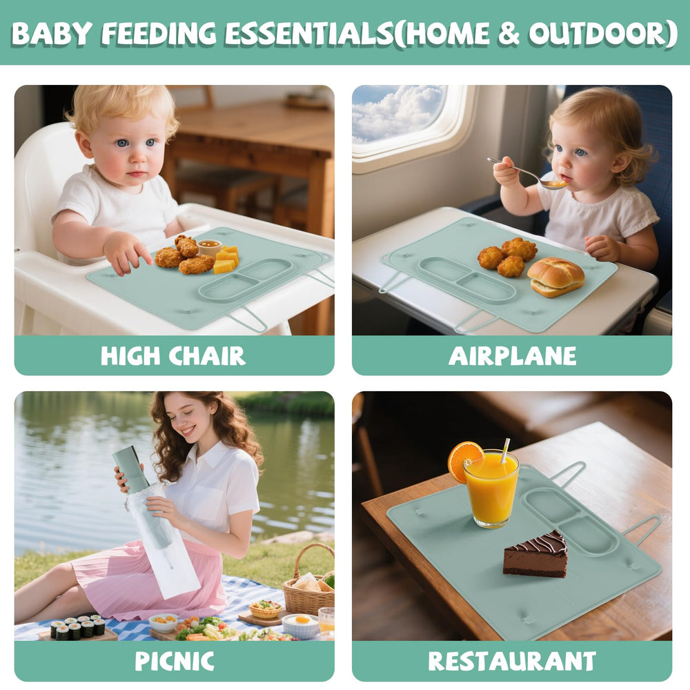 DZDOV mealtime placemat reduces mess during restaurant visits.