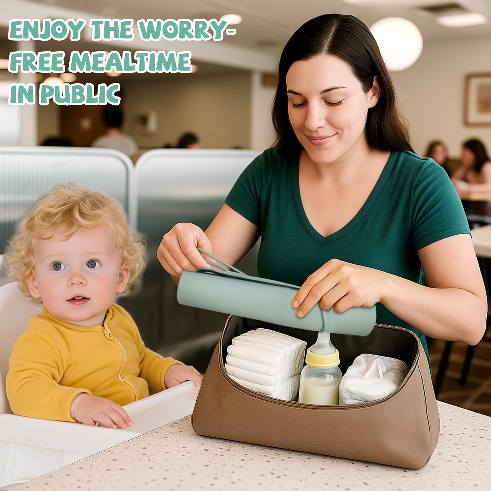 DZDOV placemat showing suction cups and straps for secure use.