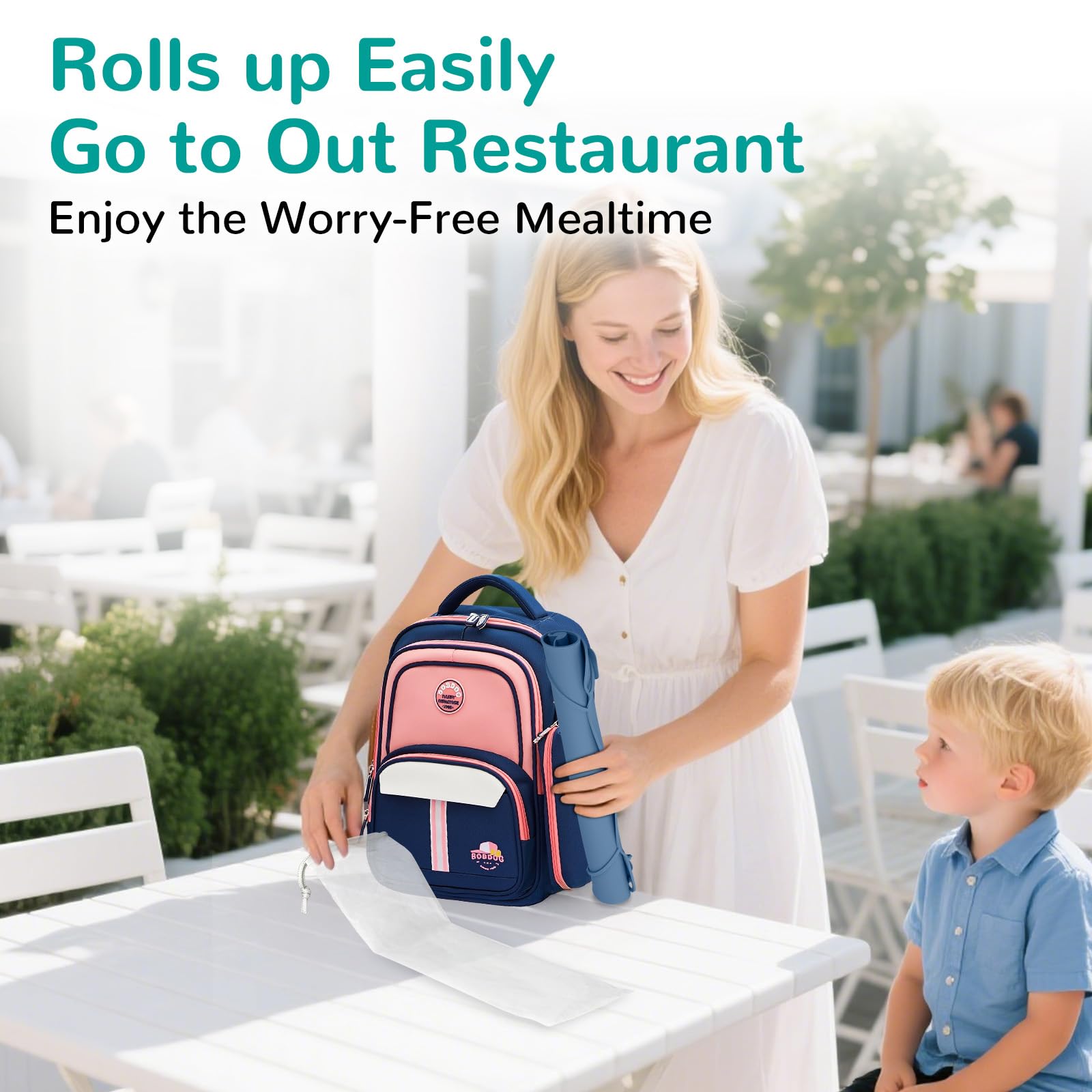 DZDOV placemat featuring teething bumper protects edges during meals.