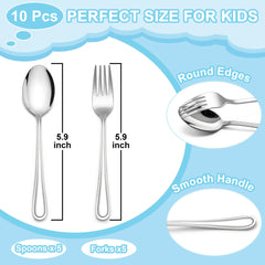 E-far kids stainless steel silverware designed for growing eaters