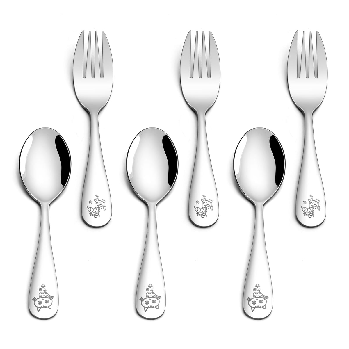 E-far toddler 6pc utensil set with rounded edges for safe self-feeding