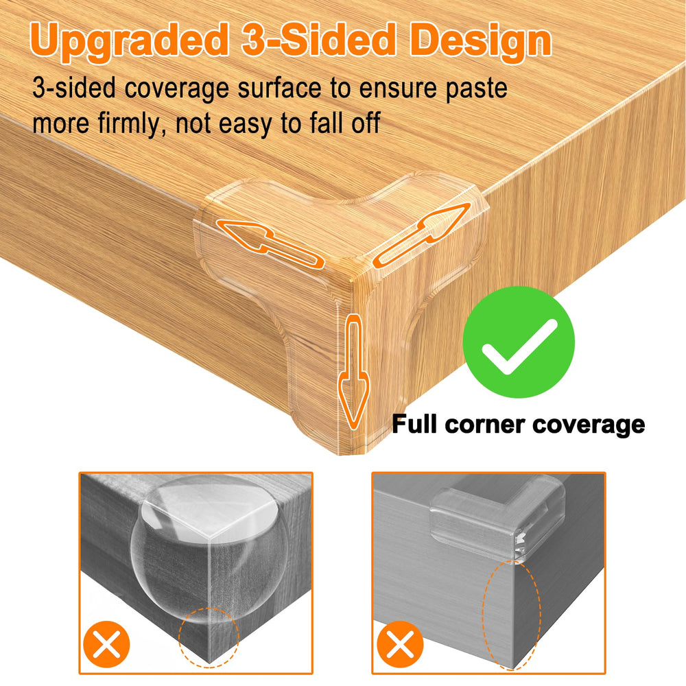 E-PRONSE T-shape corner protector with smooth top protects edges while child-proofing furniture