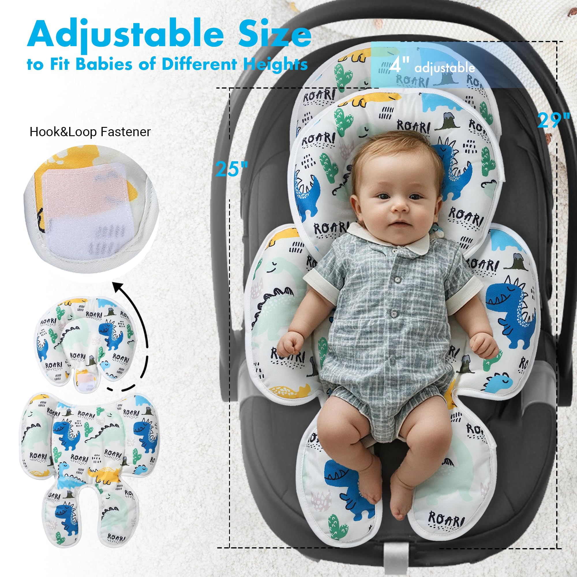 E1F1NN DOT 2in1 infant insert pattern side demonstrates stroller decor while supporting posture