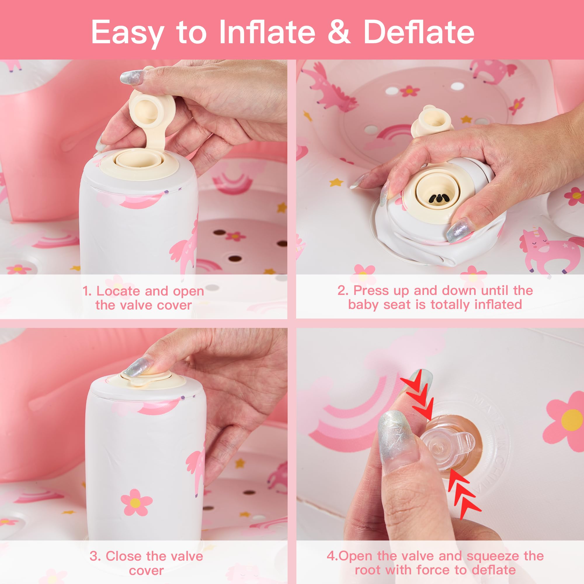 E1F1NN DOT durable PVC baby seat resists spills and cleans easily.