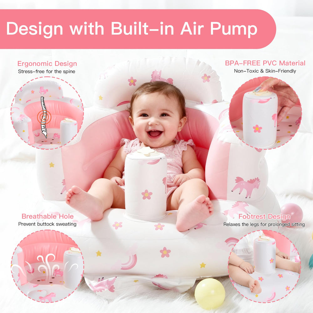 E1F1NN DOT inflatable baby seat with back support for safe learning to sit.