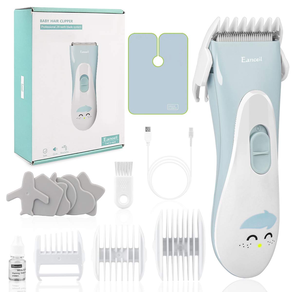 Eanceil baby hair clippers with 28 teeth for smooth, snag-free baby haircuts.