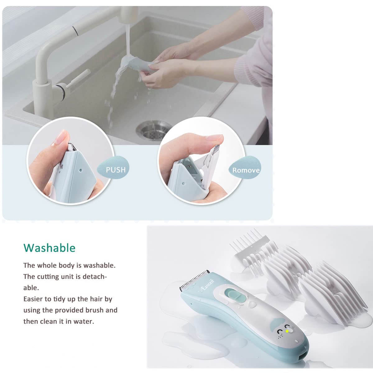Waterproof body can be rinsed quickly for cleanup.