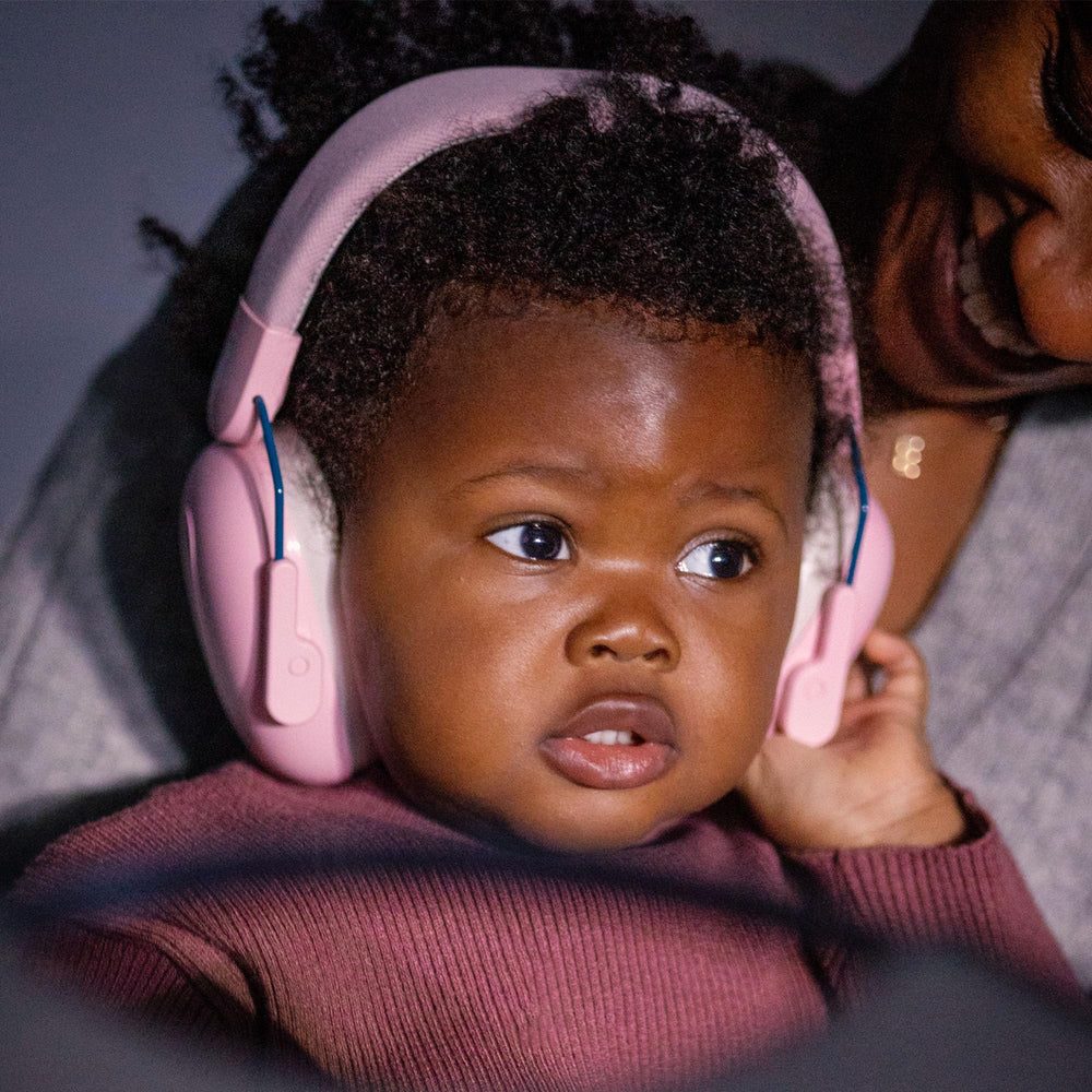 Eargasm Kids Earmuffs Pink adjustable headband ensures secure fit during active play