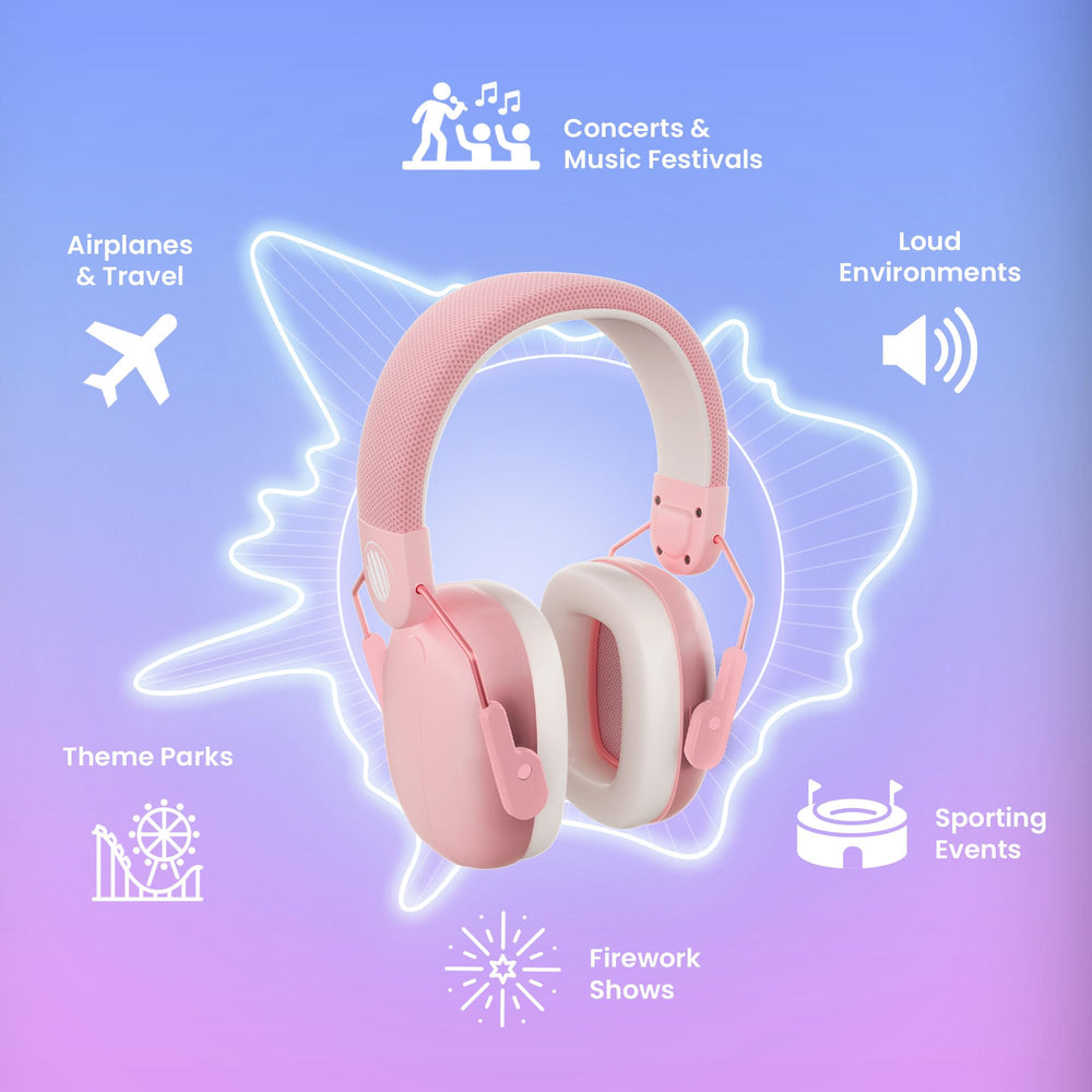 Eargasm Kids Earmuffs Pink ideal for family outings at fireworks and stadiums