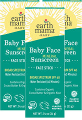 Earth Mama Baby Face Mineral Sunscreen Stick SPF 40 ready for easy application