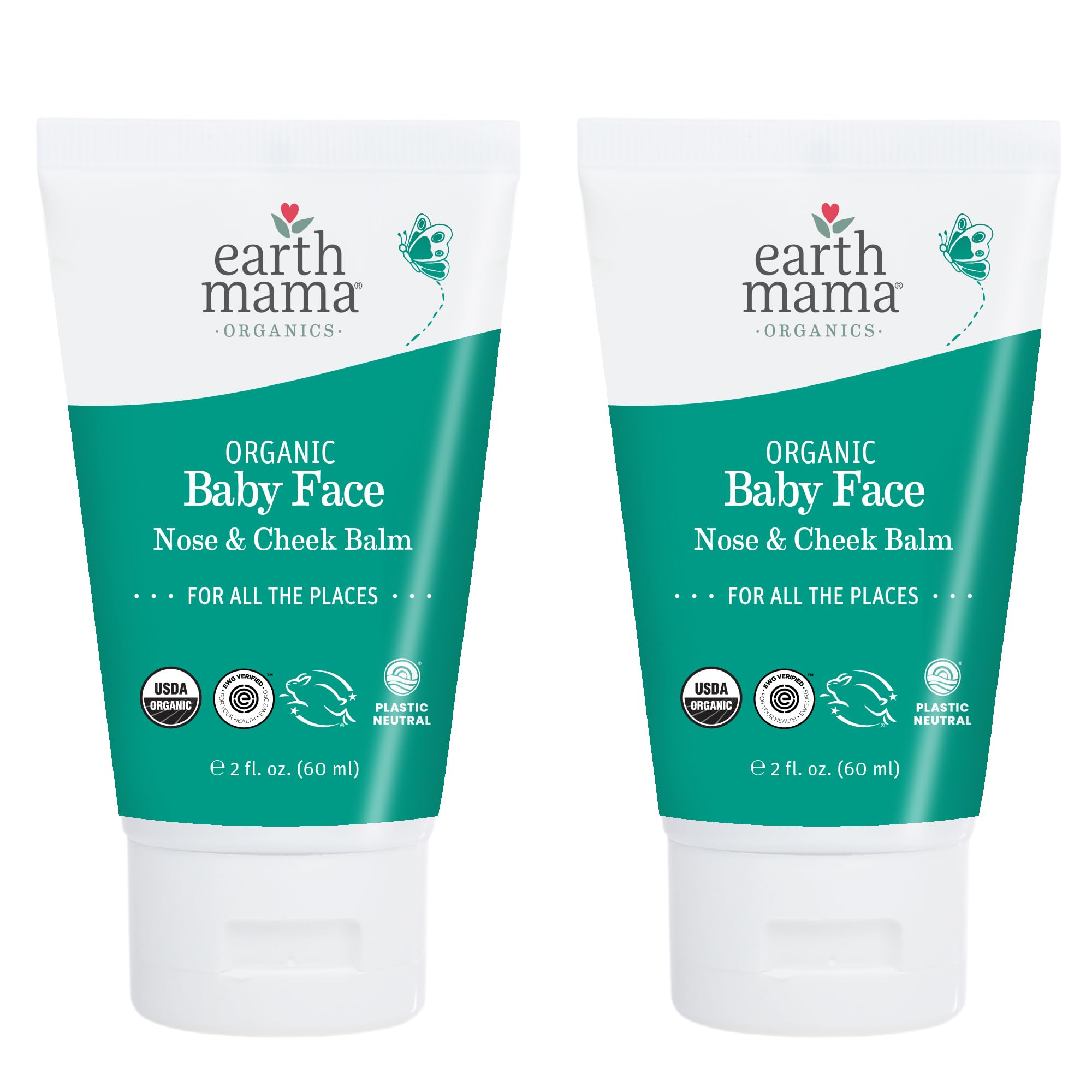 Earth Mama Baby Face Nose and Cheek Balm in jar for dry skin nourishment.
