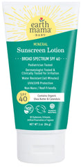 Earth Mama Baby Mineral Sunscreen Lotion SPF 40 bottle ready for outdoor protection.