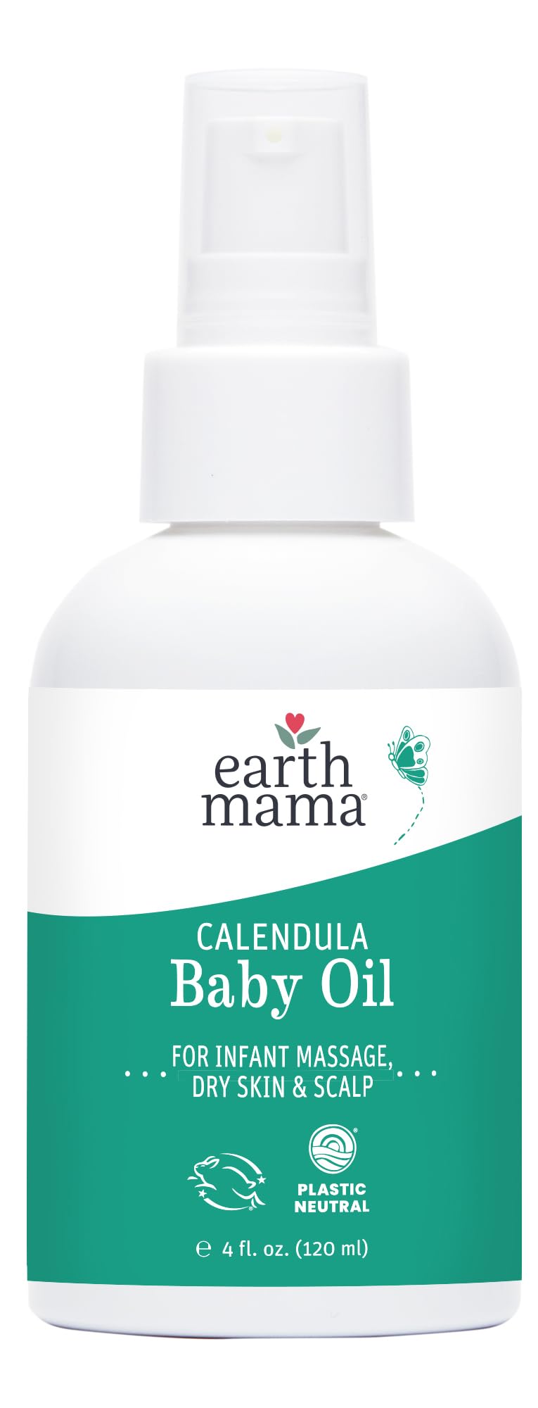 Earth Mama Calendula Baby Oil bottle ready for infant massage and soothing skin.