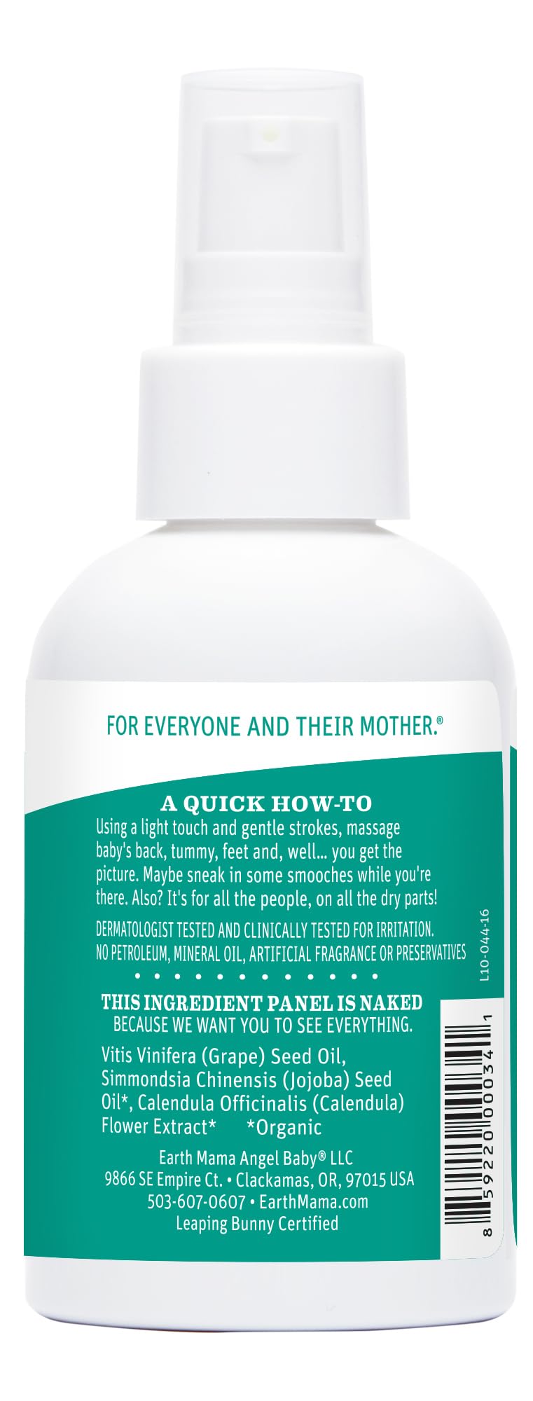 Earth Mama Calendula Baby Oil full product shot showing 4 oz bottle.