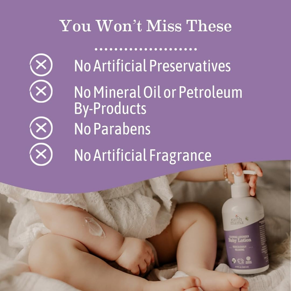 Close-up of texture in Earth Mama Calming Lavender Baby Lotion for sensitive skin