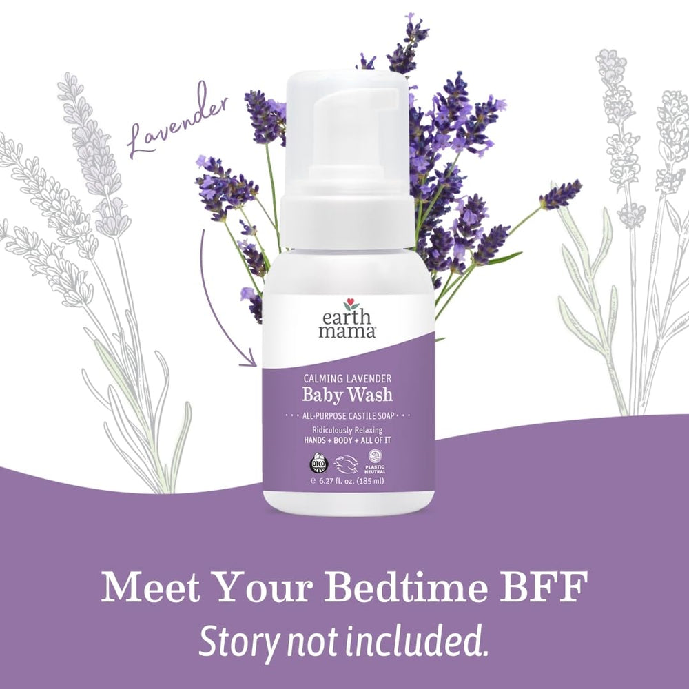 Earth Mama Calming Lavender Baby Wash hospital-recommendation badge visible