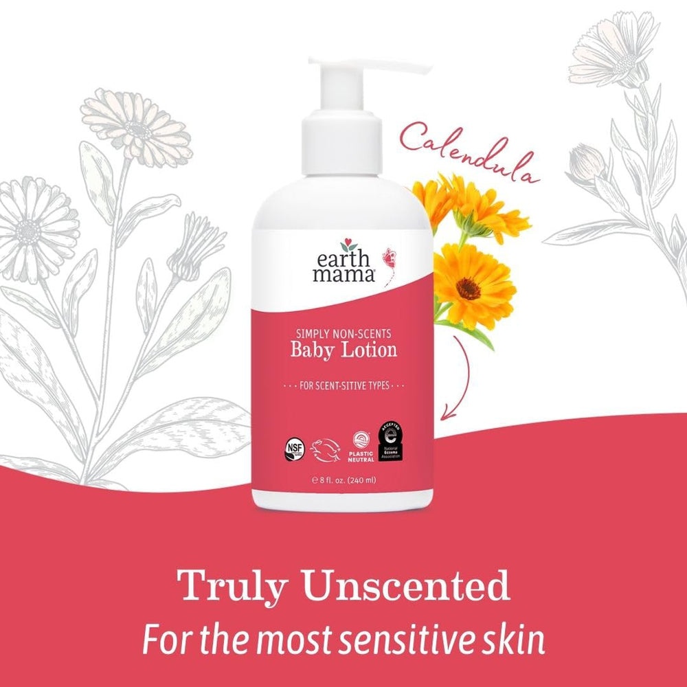 Earth Mama Simply Non-Scents calendula flower shot signals natural botanical care.