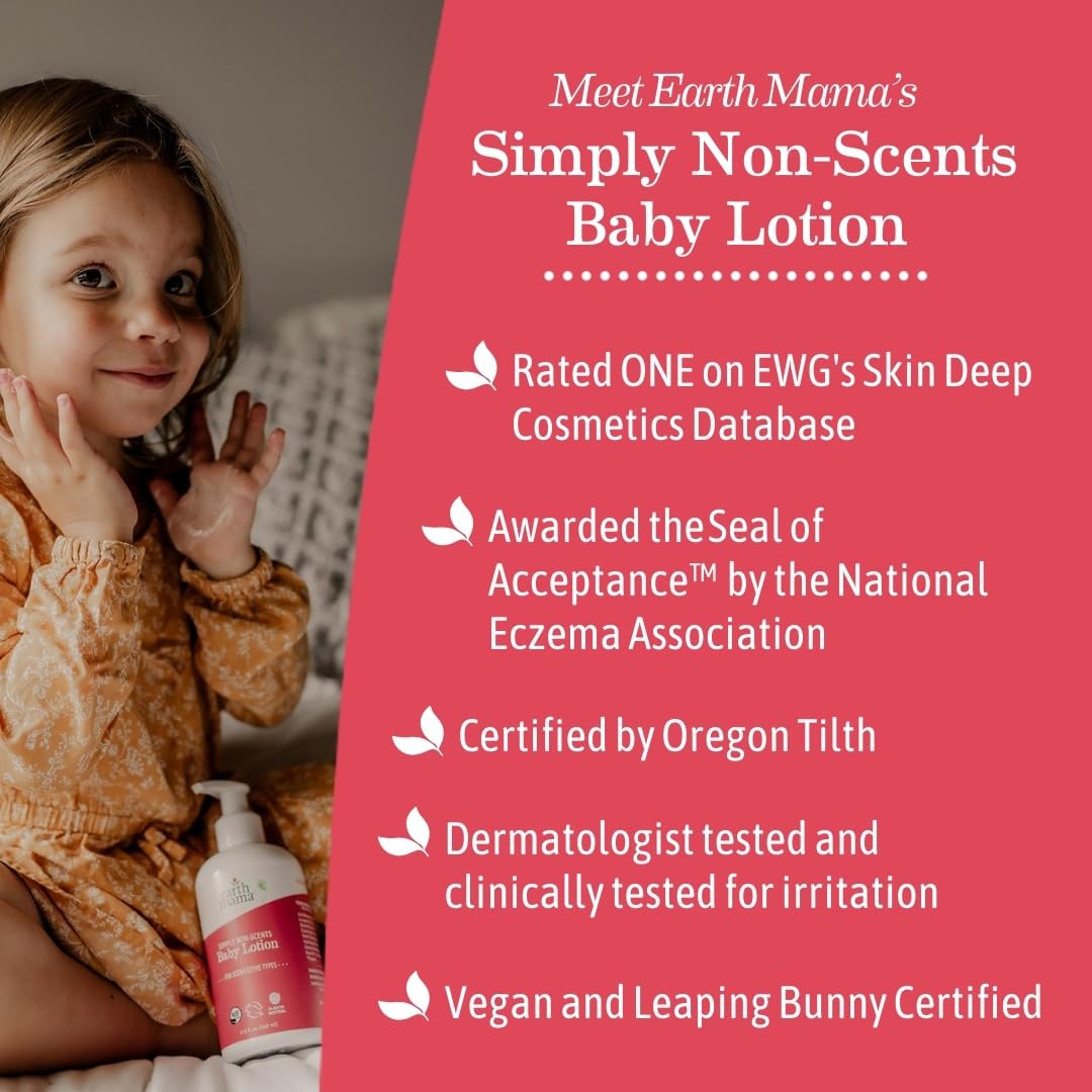 Earth Mama Simply Non-Scents ingredients close-up featuring shea butter for rich moisturization.