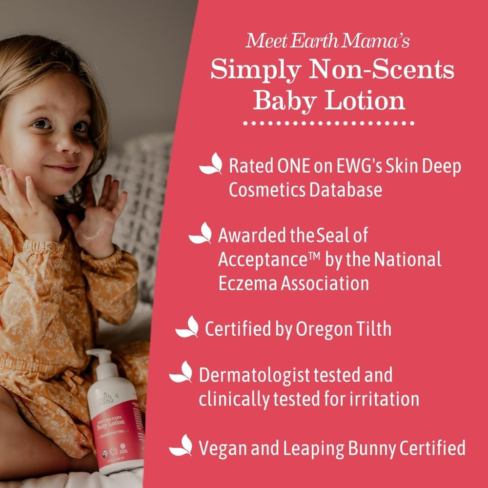 Earth Mama Simply Non-Scents ingredients close-up featuring shea butter for rich moisturization.