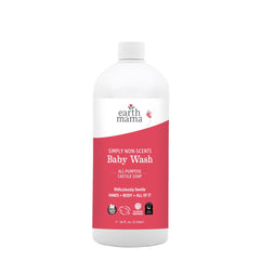 Earth Mama Simply Non-Scents bottle pour shows fragrance-free formula for sensitive skin care