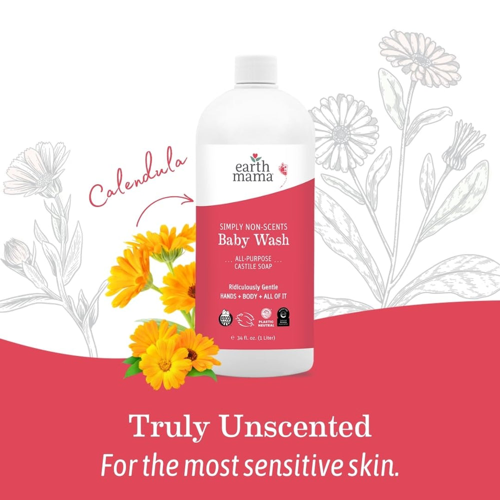 Earth Mama Simply Non-Scents body wash on skin showing gentle hydration