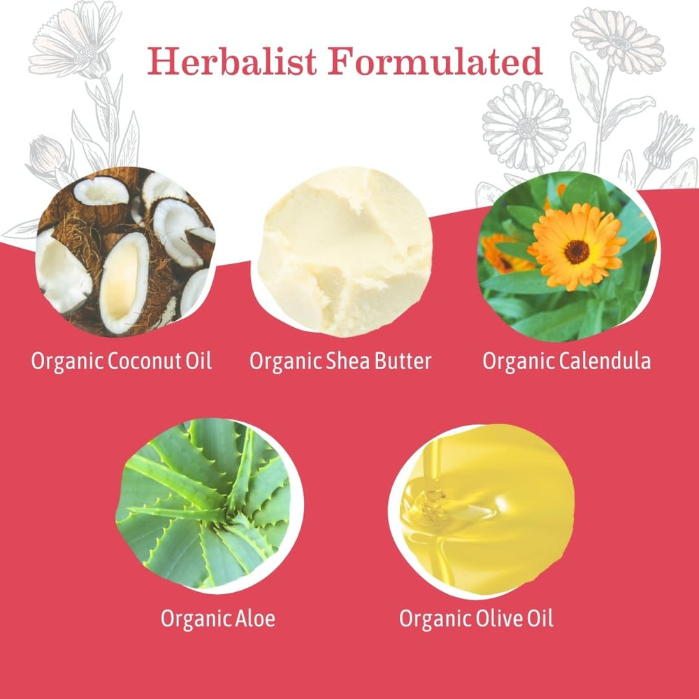 Earth Mama Simply Non-Scents rooibos calendula ingredients panel emphasizes natural botanicals