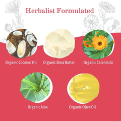 Earth Mama Simply Non-Scents rooibos calendula ingredients panel emphasizes natural botanicals