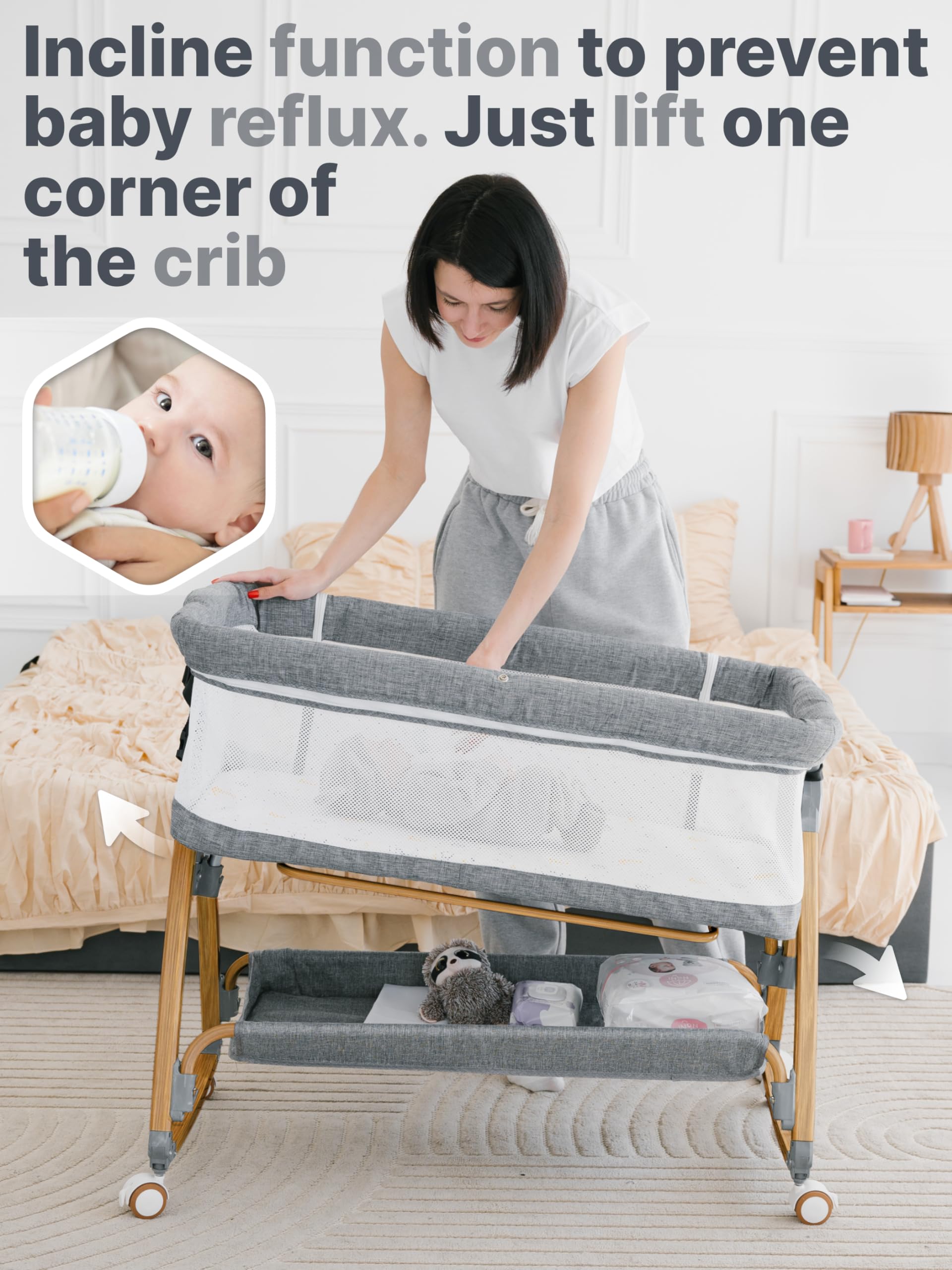 Earth&ME storage basket keeps essentials within reach during night checks.