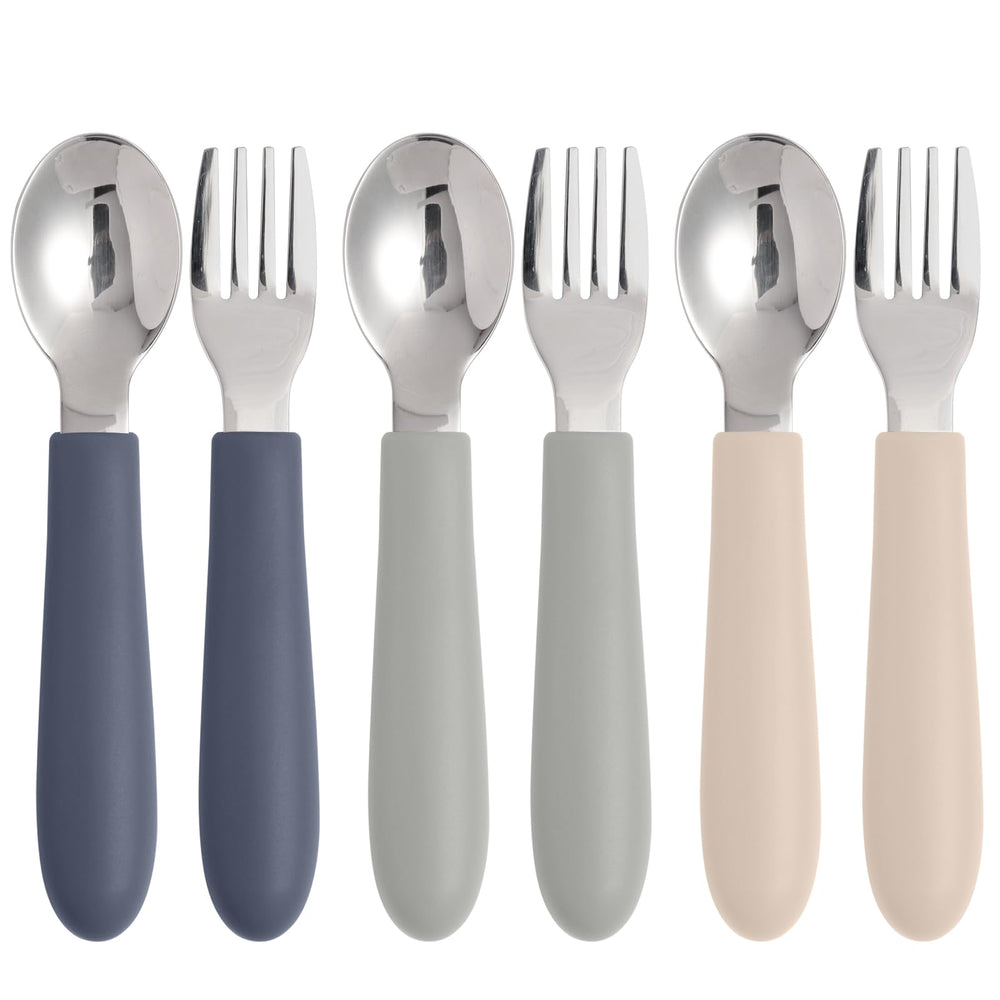 Eascrozn 6-pack toddler utensils in colorful set for easy self-feeding.