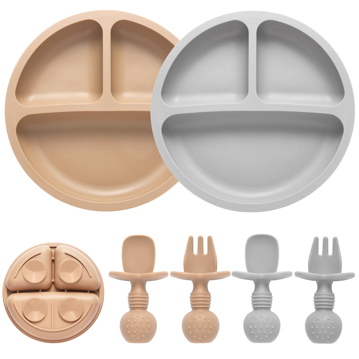 Eascrozn baby feeding set with suction plates anchors meals to the table for less mess